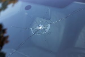 Small crack in a car windshield